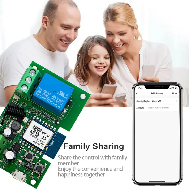 Wifi Smart Switch 7-32V 10A Relay Controller 433RF Gate Garage Opener Smart Life Tuya APP Self-Locking Relay Module-Y47A