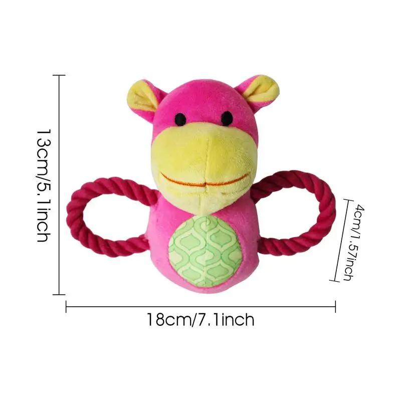 Dog Stuffed Toys Cute Animal Shape Plush Chewing Toy With Double Ropes Interactive Puppy Rope Chew Toy Soft Crinkle Dog Toy For