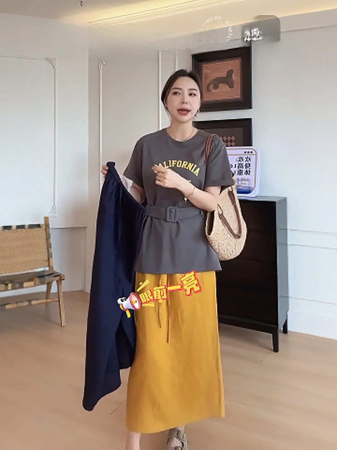 Утягивающая льняная юбка миди большого размера, свободная посадка, модная повседневная универсальная цельная летняя юбка с эластичной резинкой на талии