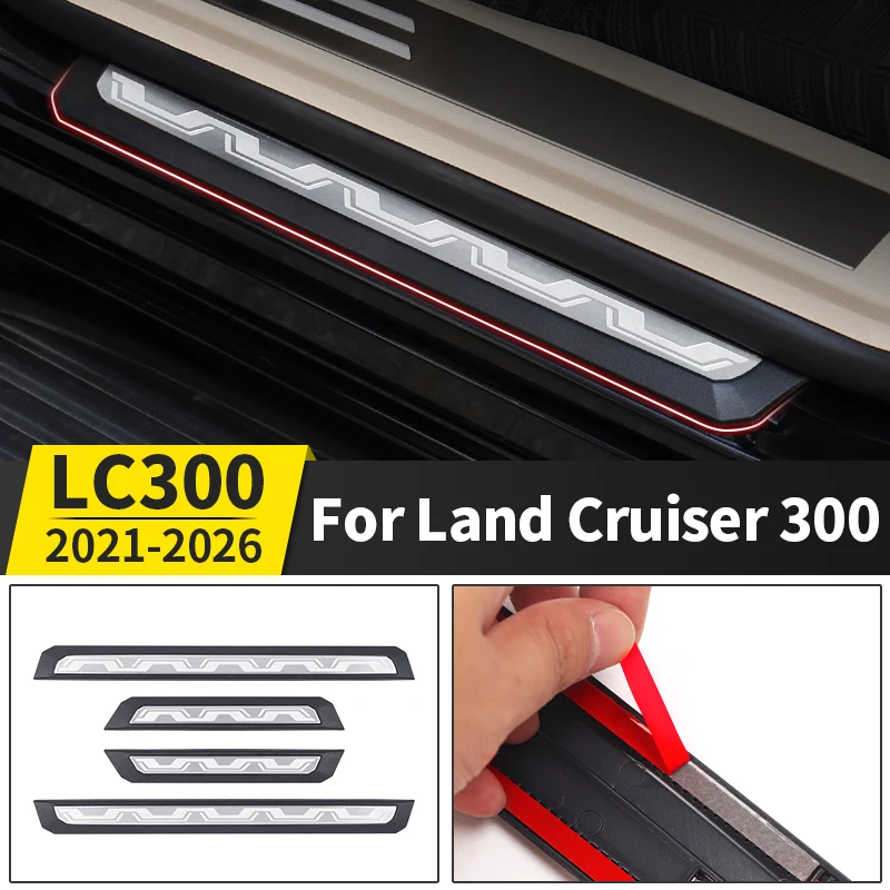 

Для Toyota land cruiser LC300 300 2021-2025 Защитная накладка на порог автомобиля, накладка на внешнюю отделку, автомобильные аксессуары, защита от царапин