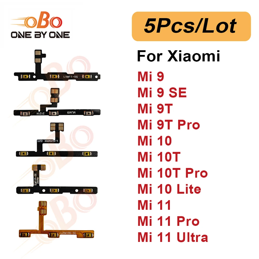 5Pcs Power Switch On Off Volume Side Button Key Flex Cable For Xiaomi Mi 9 SE 9T 10 Lite 10T 11 Pro Ultra Power Flex Replacement