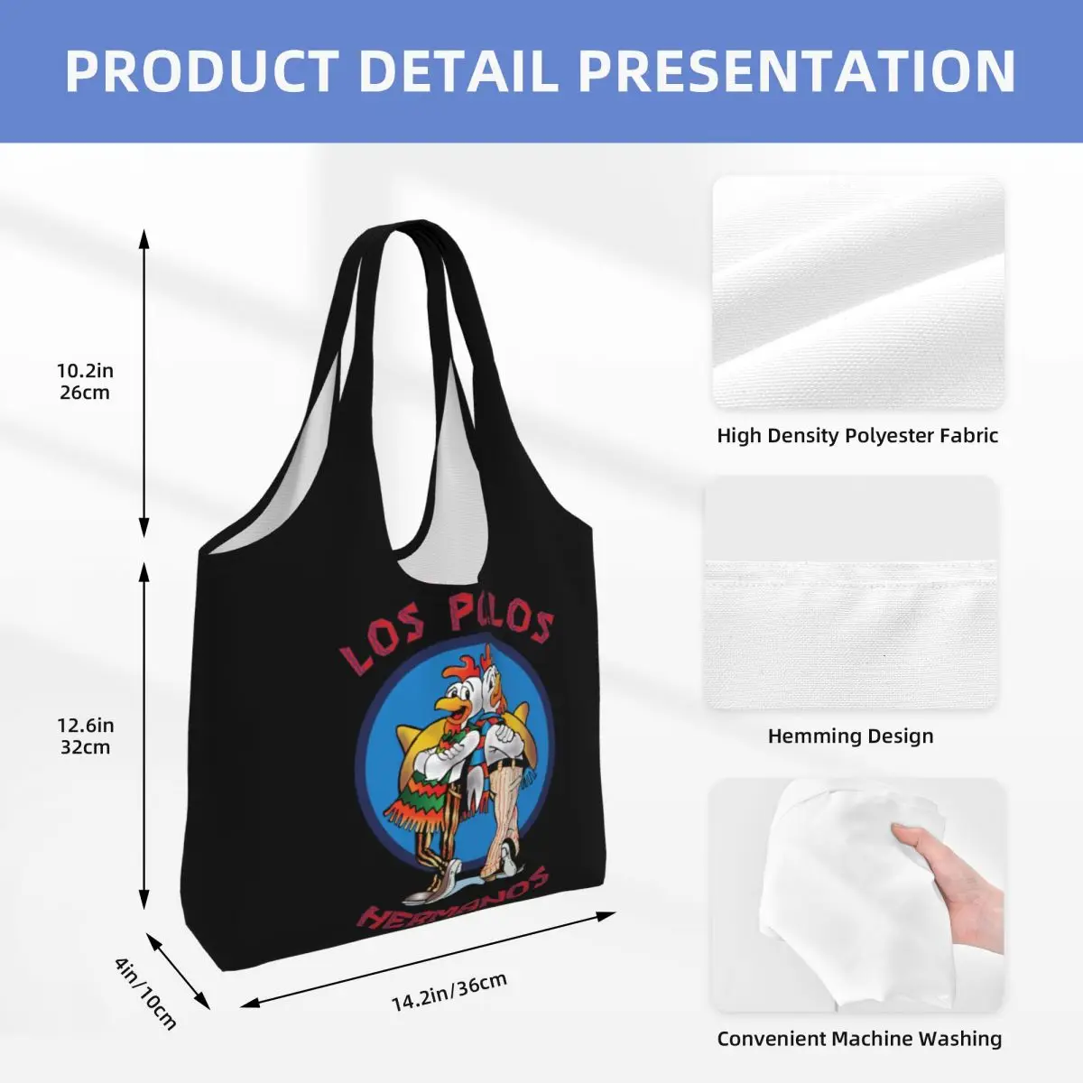 Kawaii Printed Funny Los Pollos Hermanos Tote Shopping Bag Recycling Canvas Shoulder Shopper Breaking Bad Bags Handbag