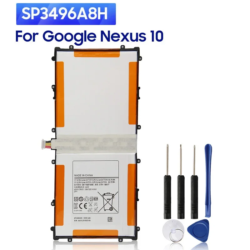 

NEW Replacement Battery SP3496A8H For Samsung Google Nexus 10 GT-P8110 HA32ARB SP3496A8H(1S2P) Battery 9000mAh