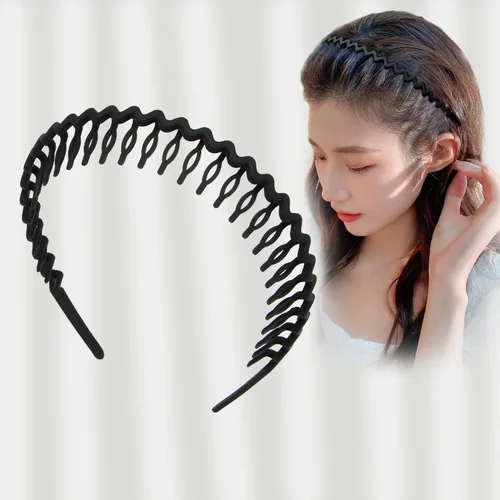Imagen 2 del producto Aro de pelo negro mate, diadema antideslizante para mujer, prensa que combina con todo, hebilla para la cabeza, diadema con bisel, accesorios para el cabello dentados para niña