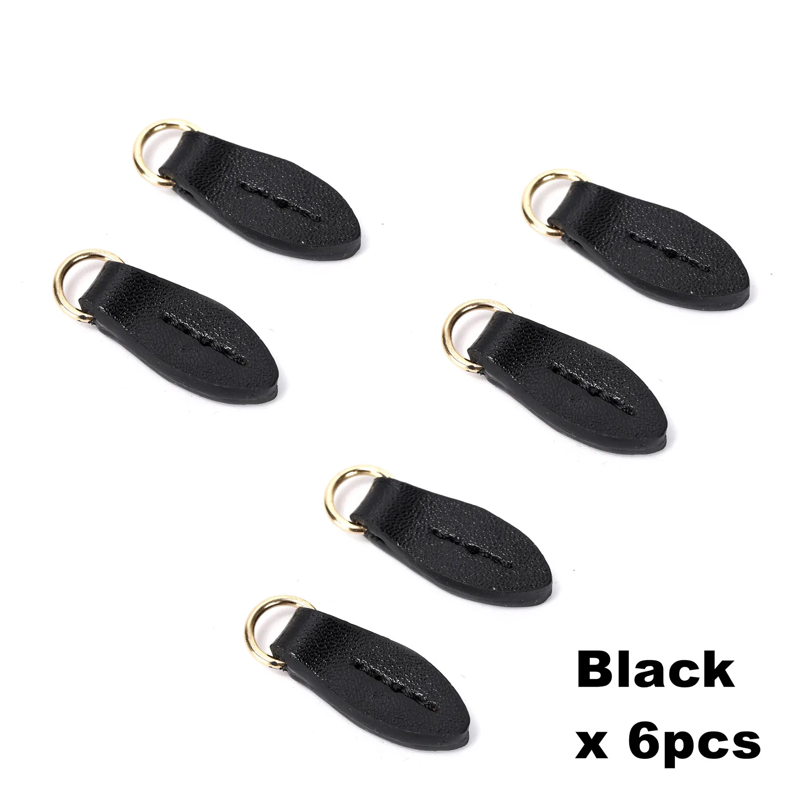 6Pcs/Lot Leather Zipper Pull Leaf-Shaped Tag With Gold Ring for Repairing Replacement Zipper Head, Boots, Clothes, Bags，Jacket