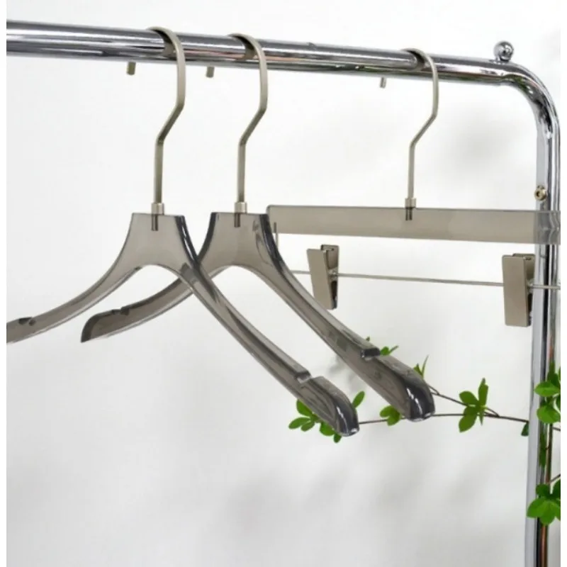 10Pcs Transparent Acrylic Hanger Pants Organizer Shirts Dress Hanger with Notches for Lady Kids