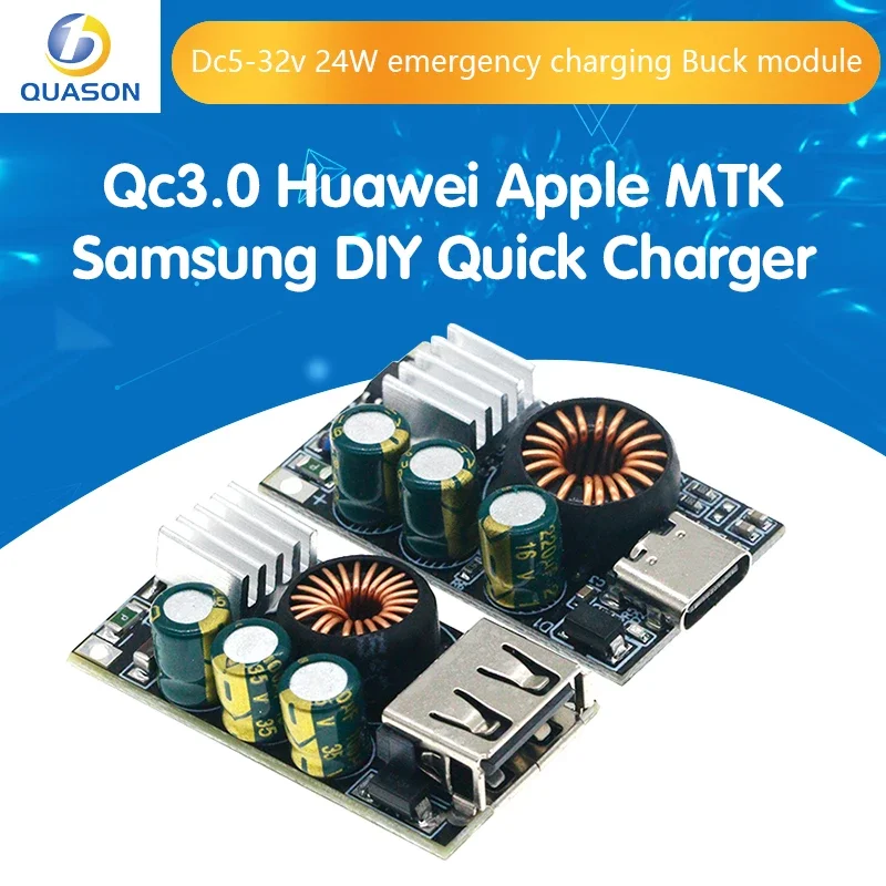 QC3.0 A pple Hua wei MTK Sam sung DIY Fast Charger DC 5-32V 24W Step-down Module for Emergency Charging of Mobile Phone