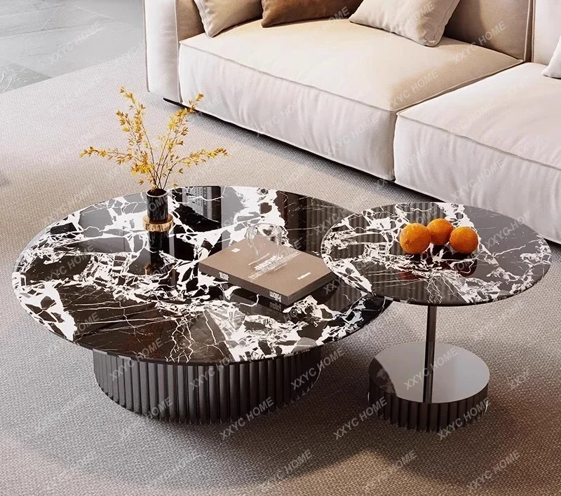 Y Natural luxury stone household round marble size coffee table combination