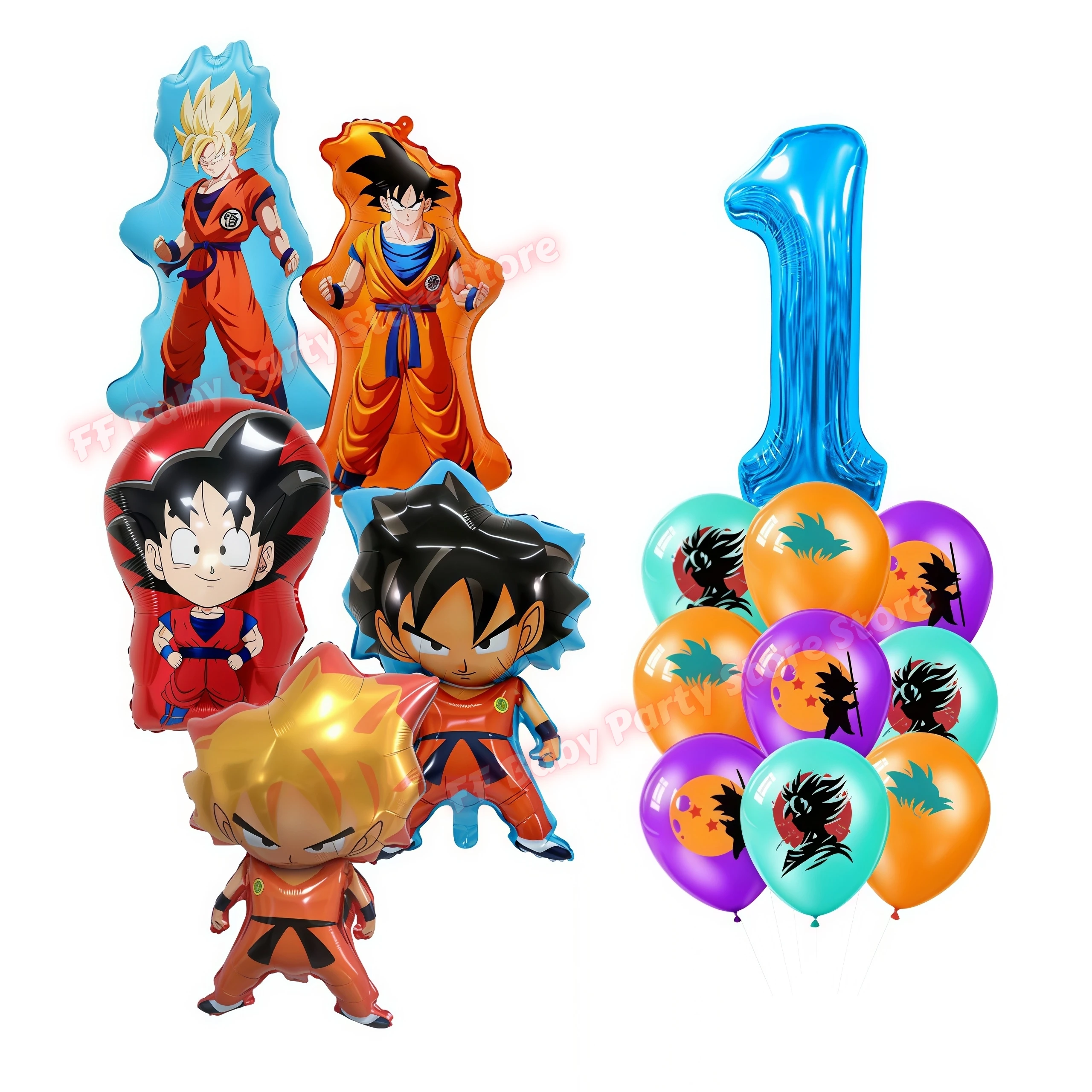 Dragon Ball Geburtstagsparty-Zubehör Son Goku Luftballons Pappbecher Teller Schlüsselanhänger Armbänder Jungen Party-Favoriten Geburtstagsdekoration – Detail 2