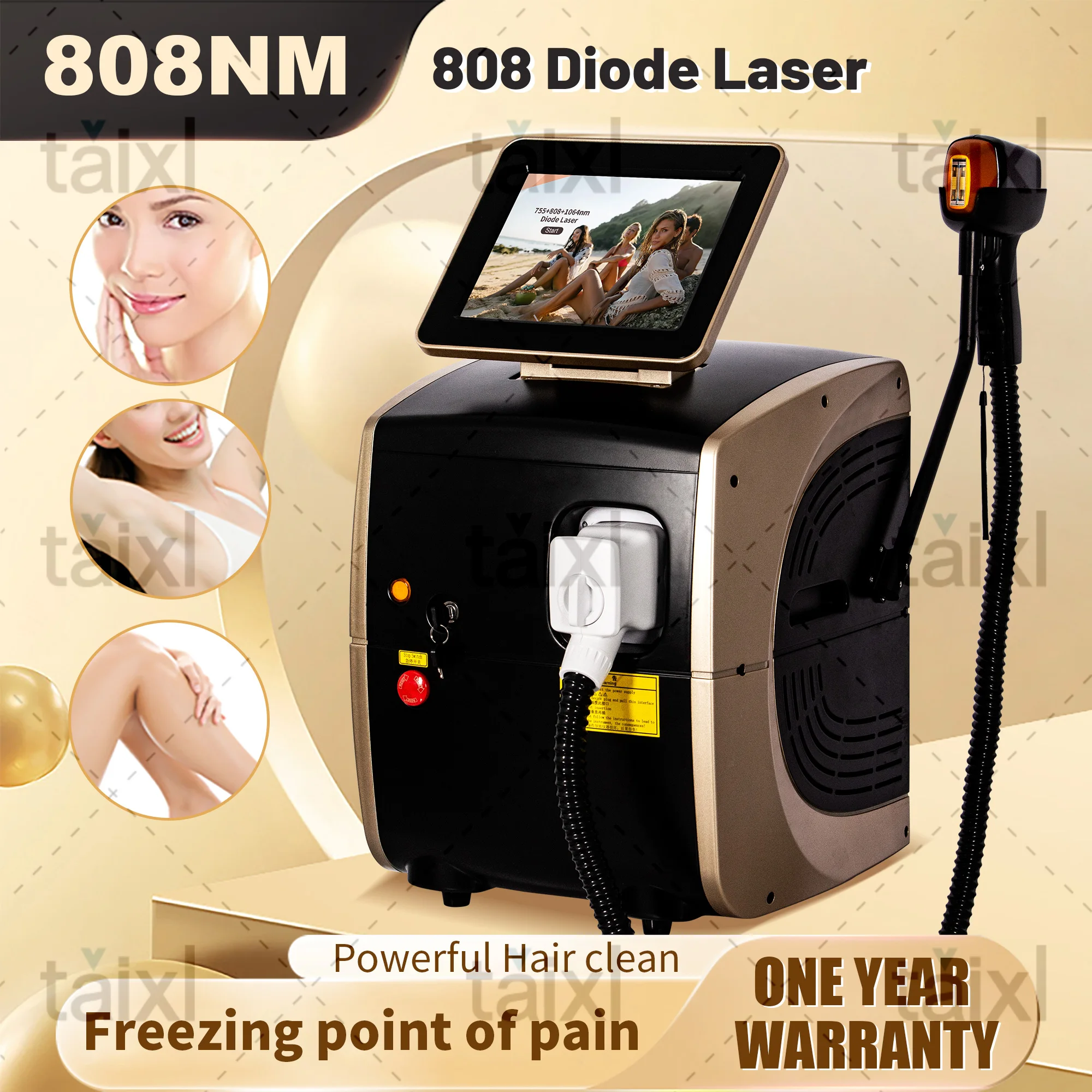 

Diode Laser Hair Removal Machine 755 808 1064 Cooling Head Painless Laser Hair Removal Machine Facial And Body Hair Removal