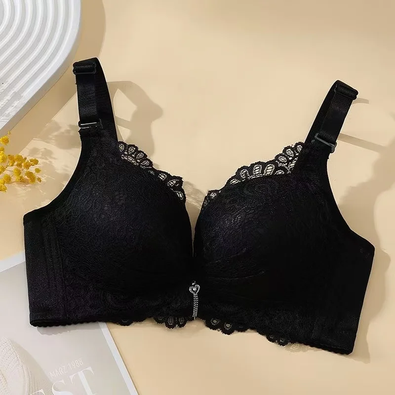 Thickened and extra thick 12CM small chest gathered bra without steel ring, bra with side breasts and sexy underwear