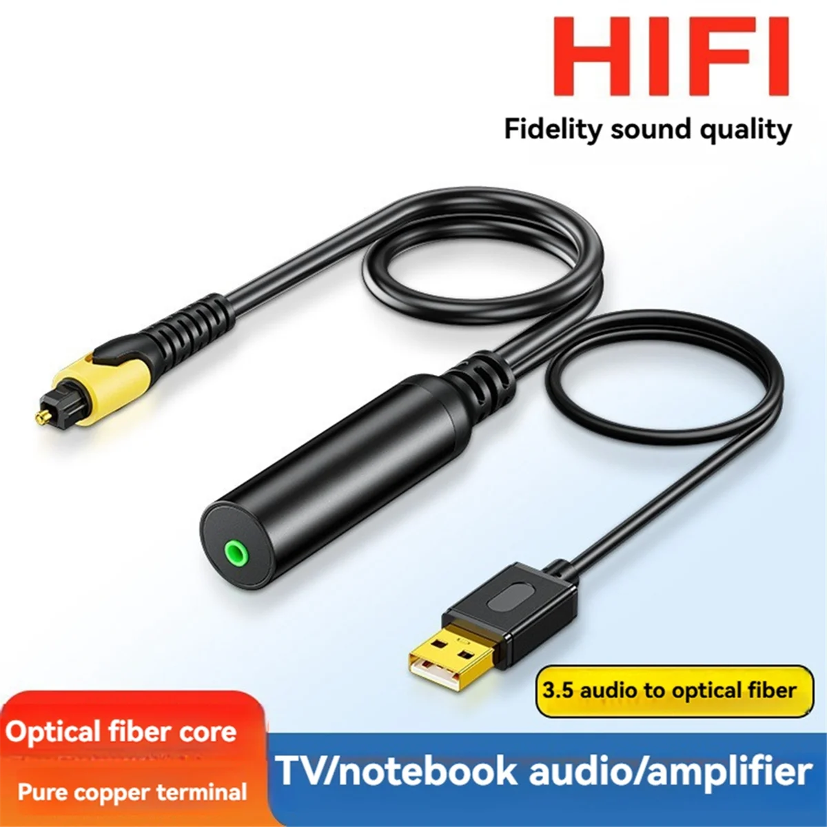 Cavo audio digitale in fibra ottica USB Porta quadrata da 3,5 mm a convertitore audio SPDIF per connessione all'amplificatore audio