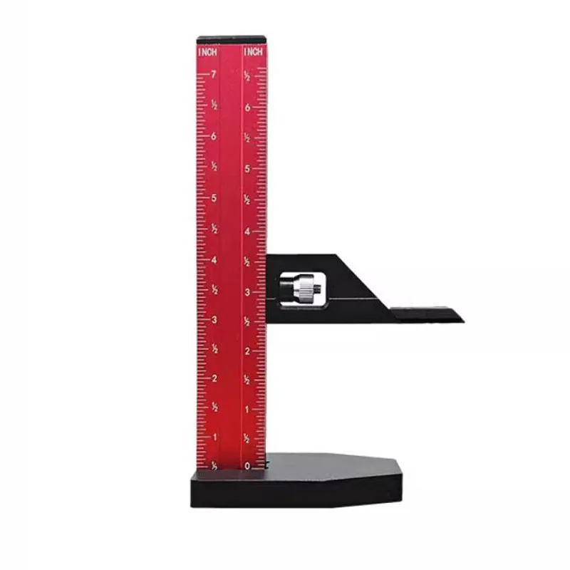 Universal Aluminum Height Gauge for Wood Trimmers and Routers Table Adjustment - Dual Scale Measurement, Height and Depth Gauge