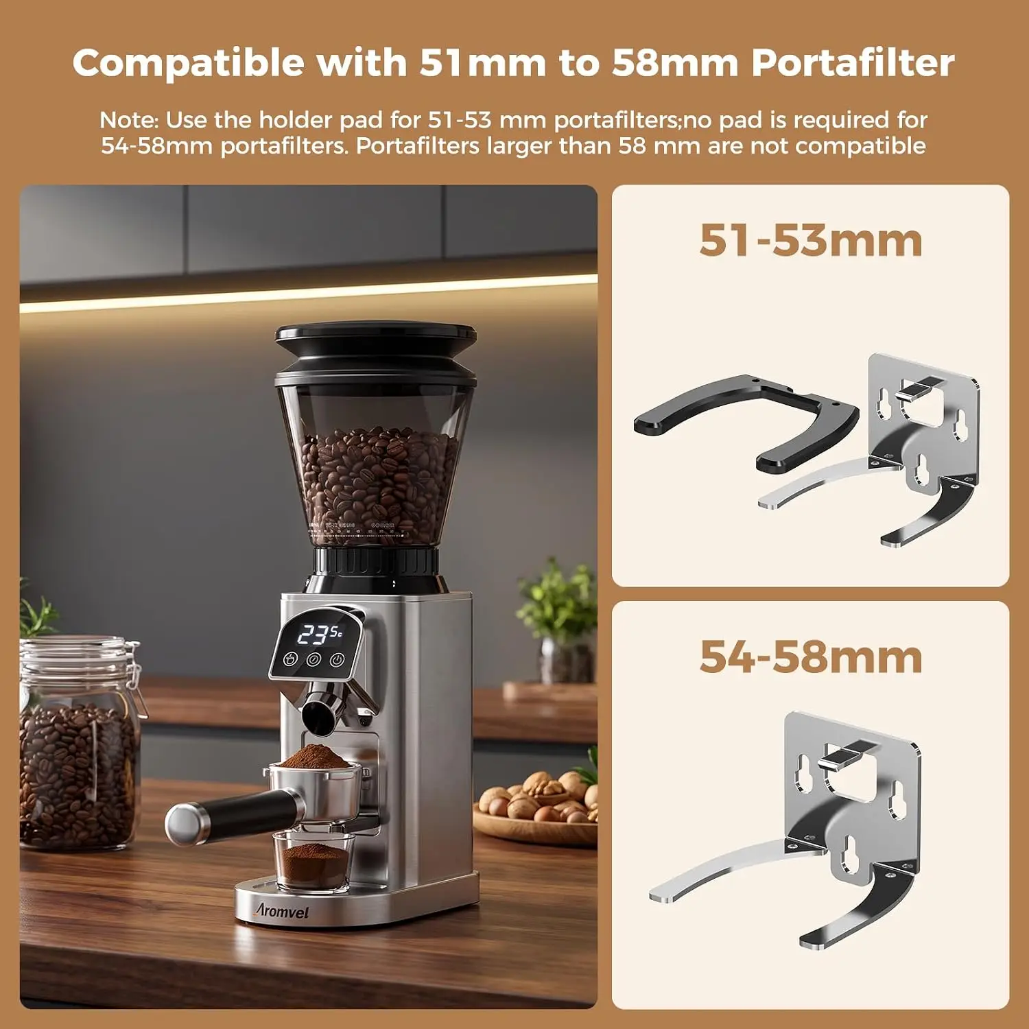 Conical Burr Coffee Bean Grinder with 48 Settings, 40-Second Timer