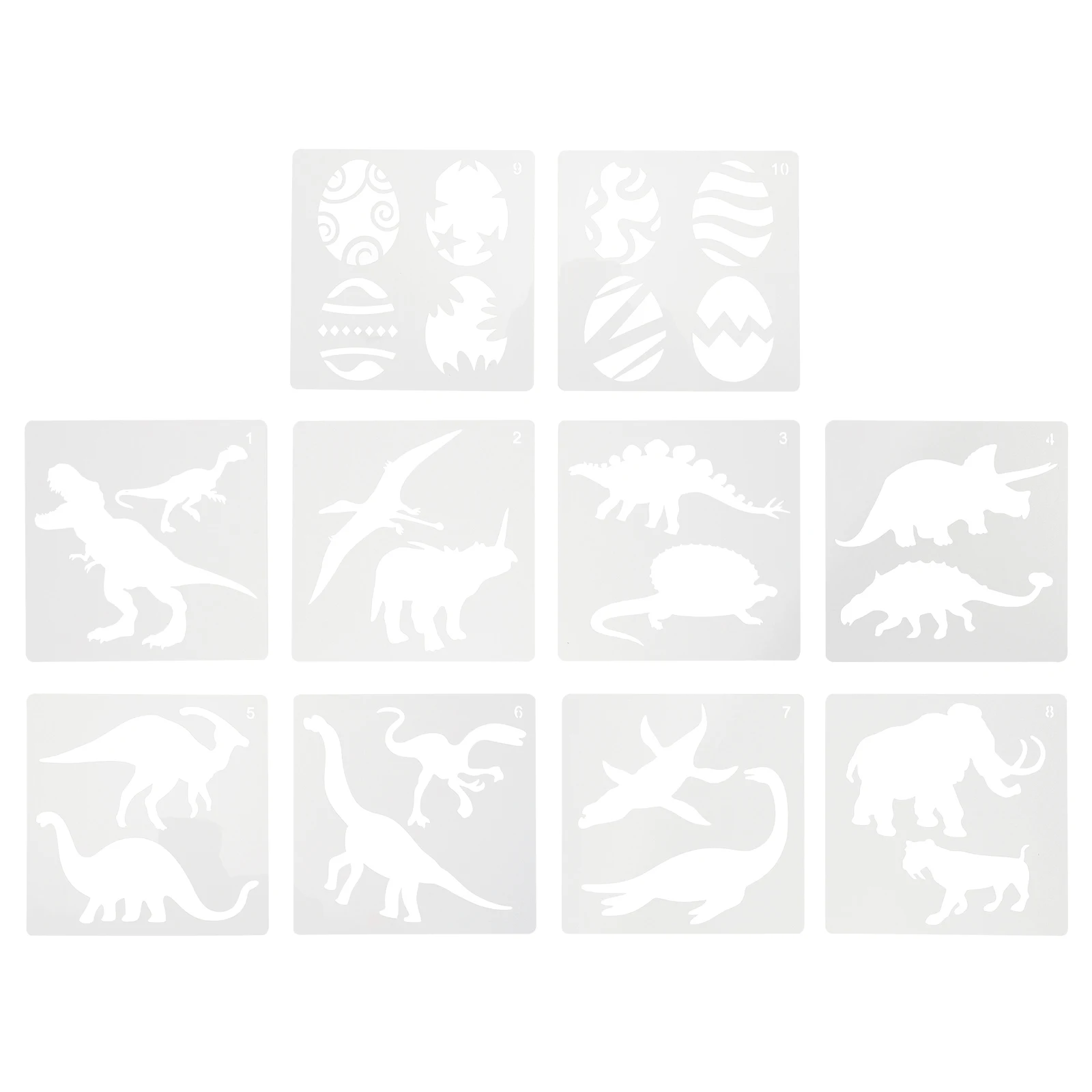 

10pcs Dinosaur Painting Template Reusable Crafts Stencils Kids Hollow DIY Washable Safe Creativity Development Supplies