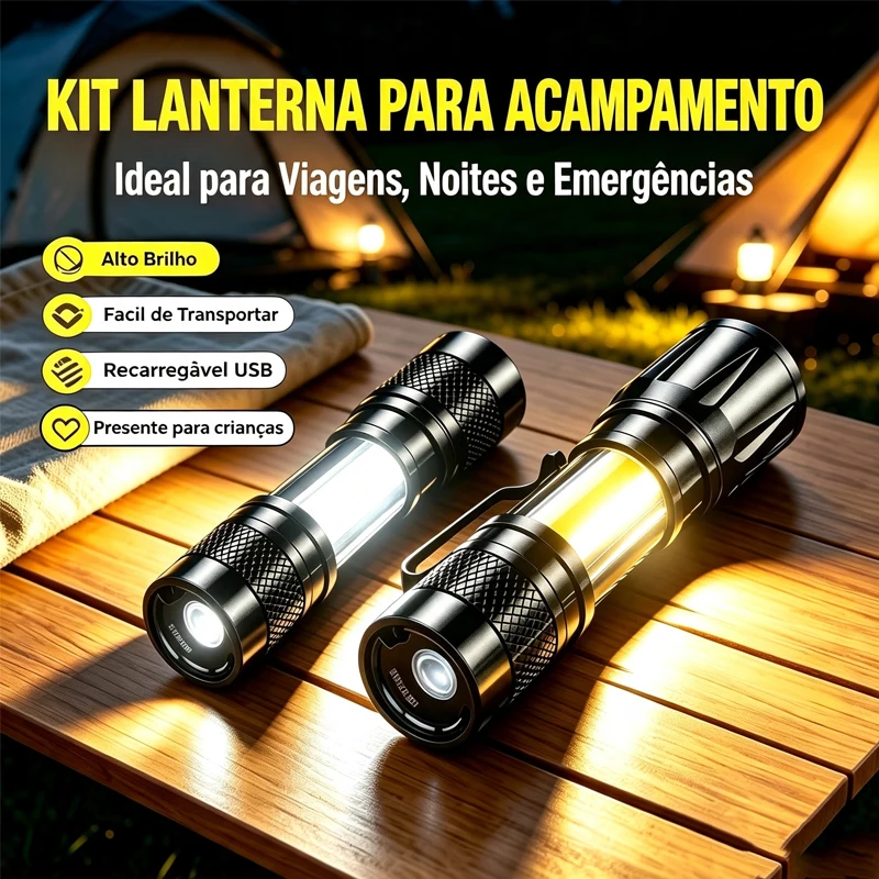 Outdoor Lighting Black - Mini LED Flashlight COB+XPE Portable Torch