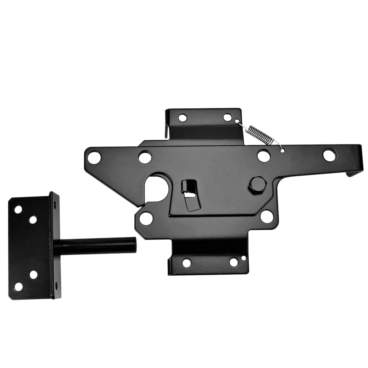 

Self-Locking Gate Latch - Post Mount Automatic Lever Wood Fence Gate Latches with Fasteners/Black Steel Gate Latch