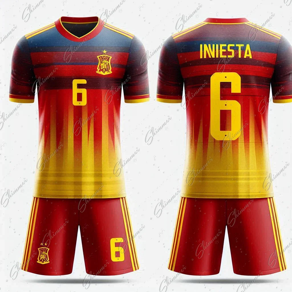 2pc AI Design Spain Style Kids Youth Training And Competition Football Jearsey Shirt Jersey Children\'s Soccer Kits Man Uniform