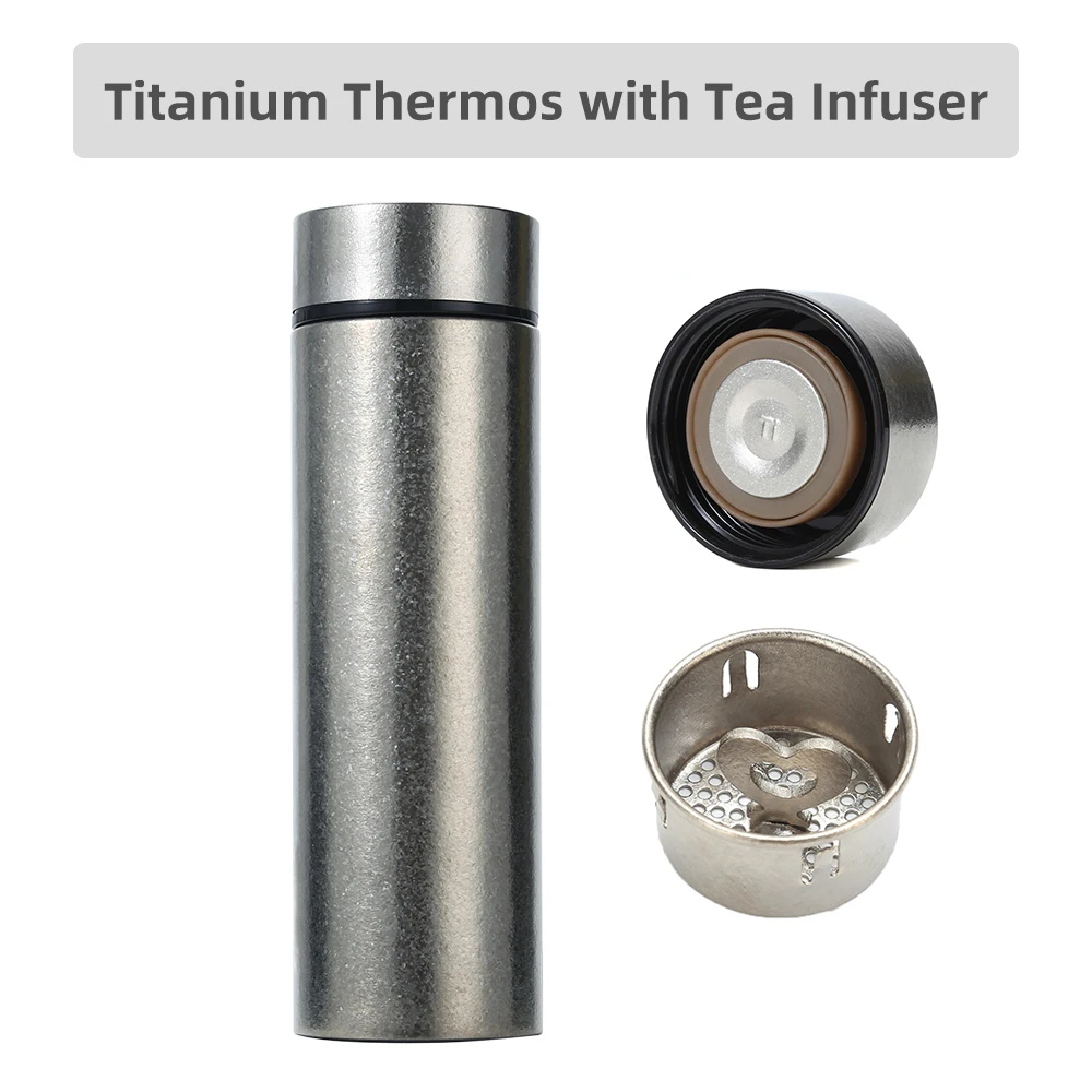 Double Wall Titanium Thermos Cup Brewing Water Bottle Tea Infuser Tumbler Insulated Thermal Mug Filter Coffee Vacuum Flask 500ML