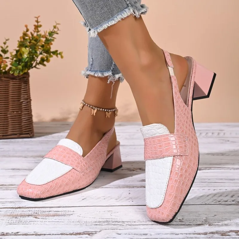 pumps slingback heel shoes women chunky heel fashion shoes footwear work party wedding women pumps view 4