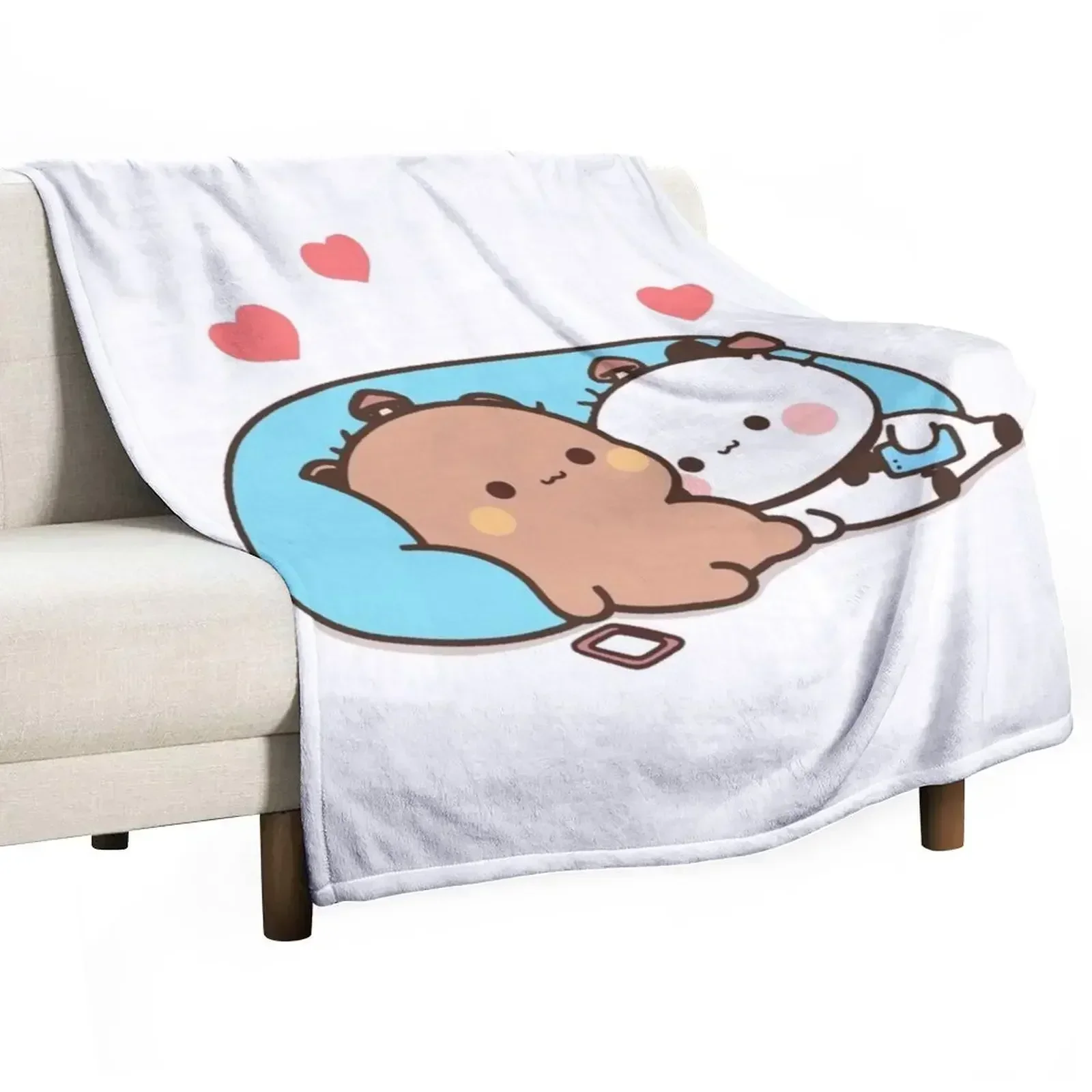 

bear and panda bubu dudu balloon Throw Blanket Plaid Soft Plush Plaid Blankets