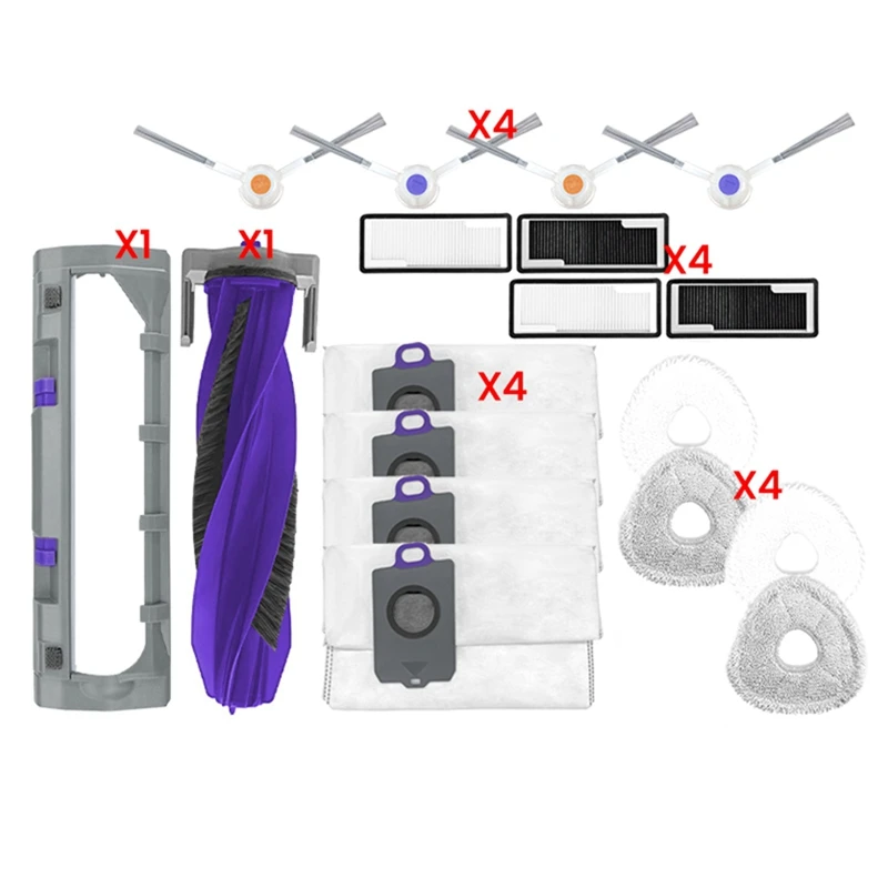 

18PCS Brush Mop Cloth Filter Dust Bag And Main Brush Cover Kit For Narwal Xiaoyao 001 Vacuum Cleaner Replacement Parts