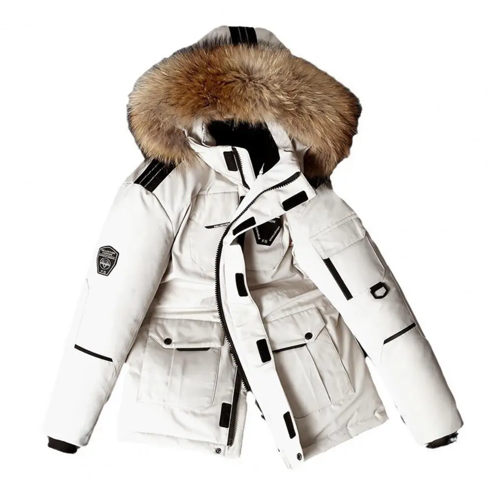 Doudoune à capuche en duvet de canard blanc résistant au froid pour hommes, manteau chaud, parka d'outillage, col en fourrure de course, Corée du Sud, luxe, hiver