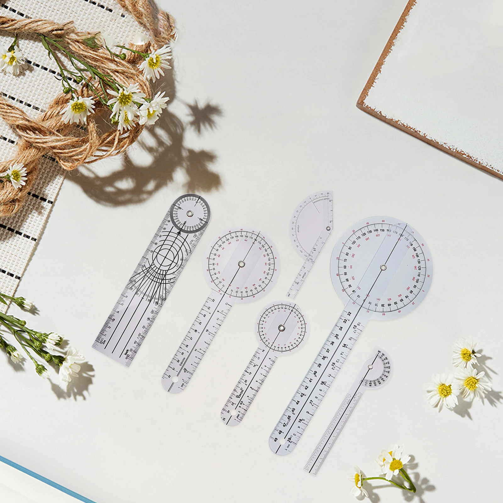 

6Pcs Plastic Medical 360 Degree Rotary Goniometer Angle Protractor for Spinal Finger Joint Range Measurement Ruler Set