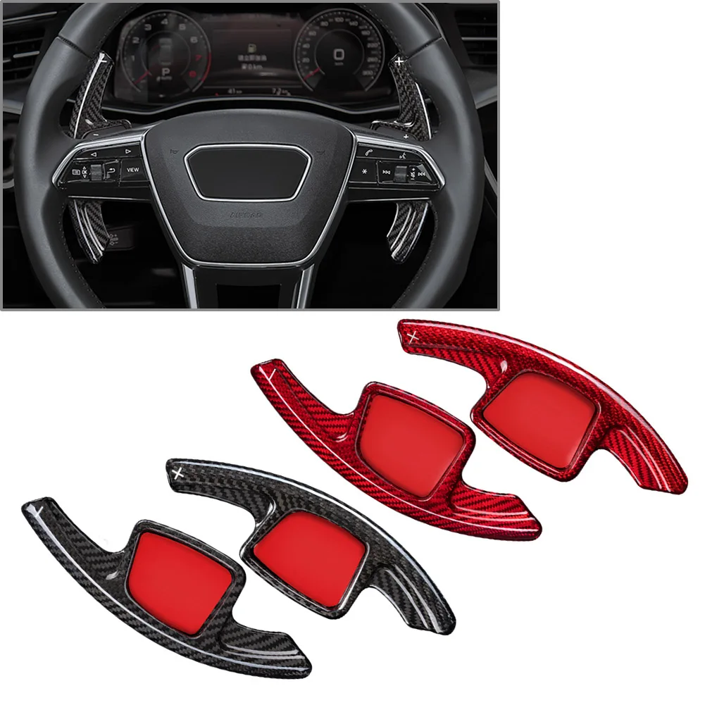 

1Pair Real Carbon Fiber Car Steering Wheel Paddle Shifter Extension For Audi A7 A6 C8 2019-2021 & A4 B9 S4 A5 2020-2021