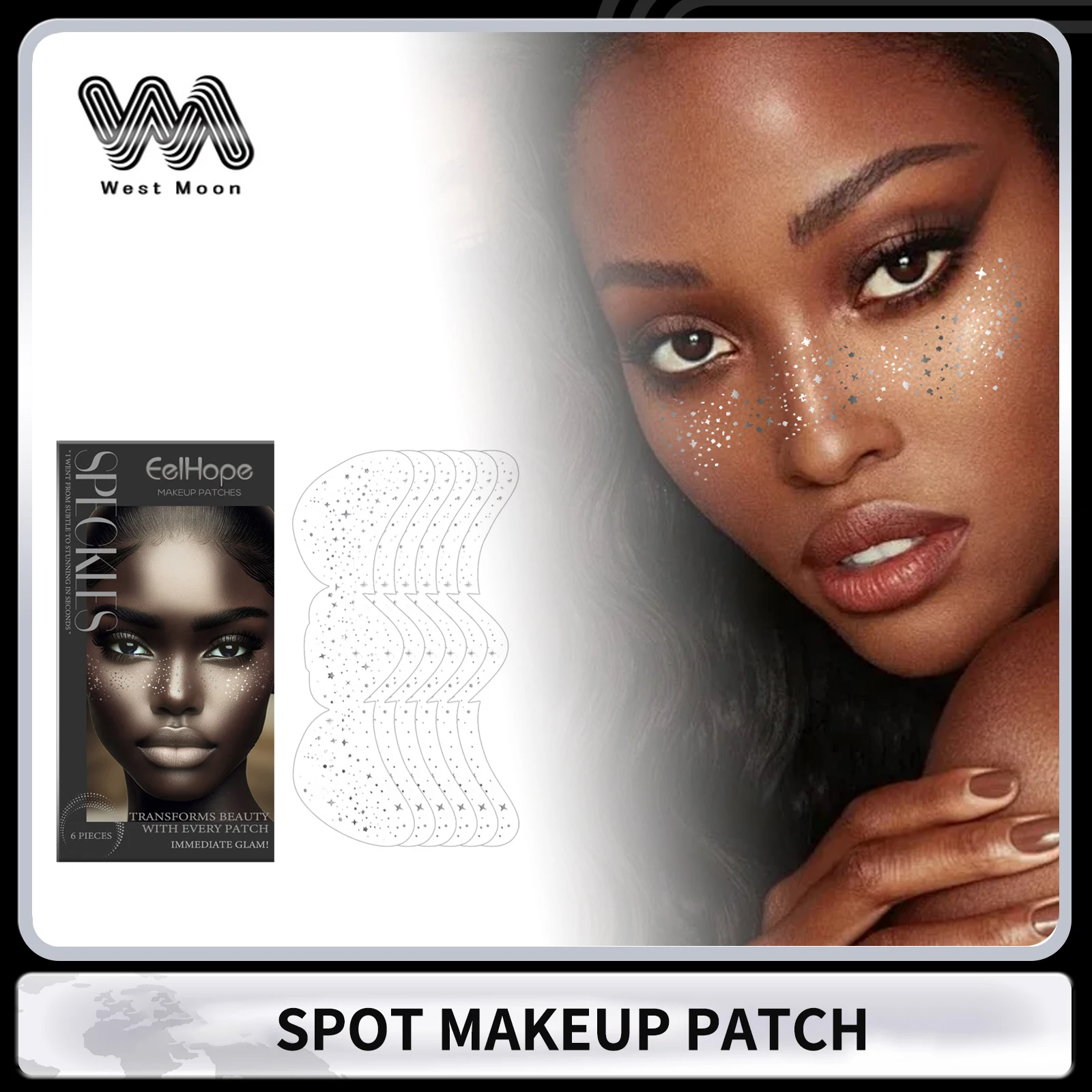 

Spot Makeup Patch Temporary Freckles Glitter and Dots for Women Glitter Face Decals for Music Festival Women Holiday Music Party