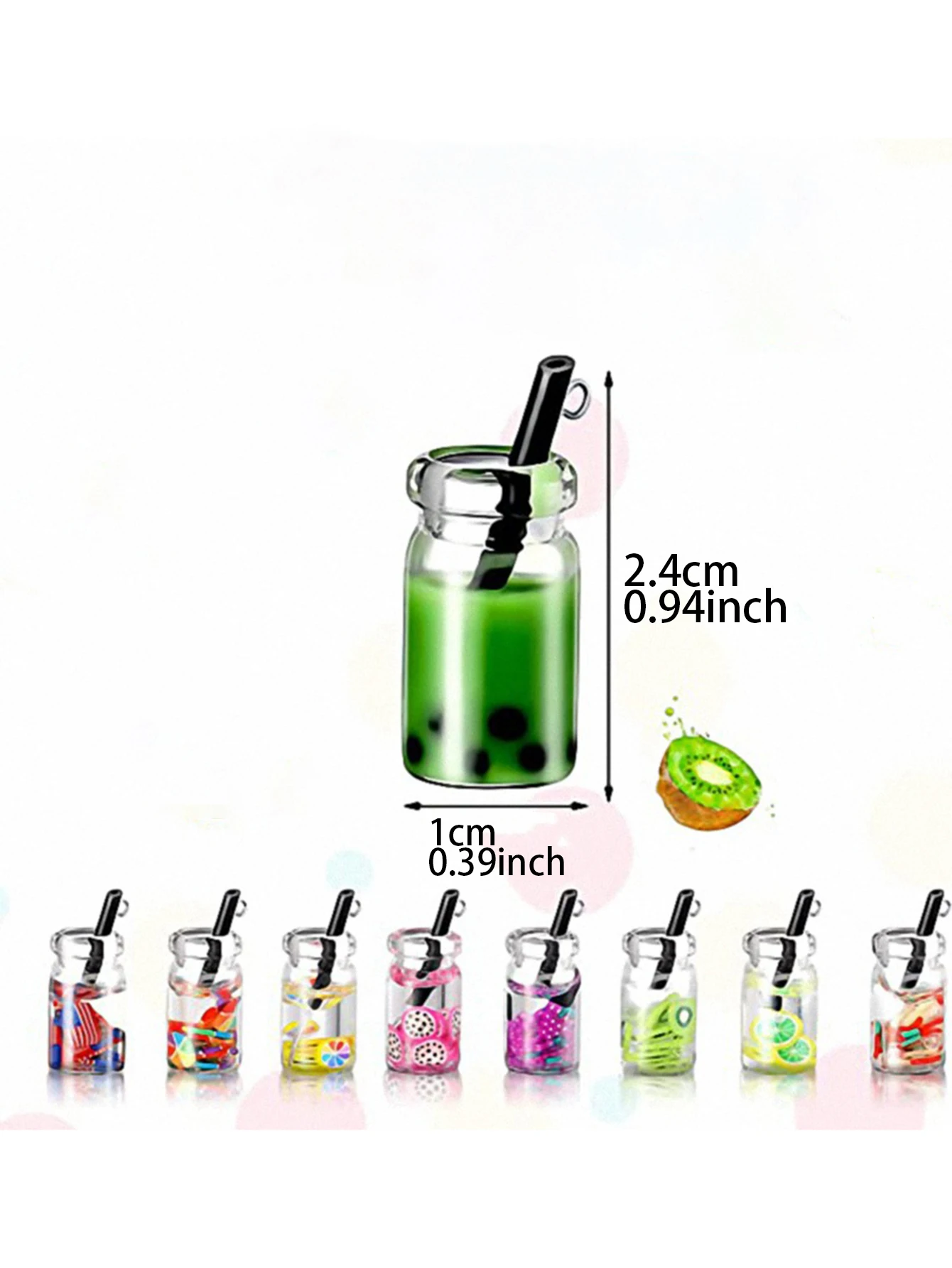 10/30Pcs Mixed Color Personalized Creative DIY Glass Artificial Pearl Milk Tea Pendant Accessories Suitable for Earrings Necklace Keychain Mini Milk
