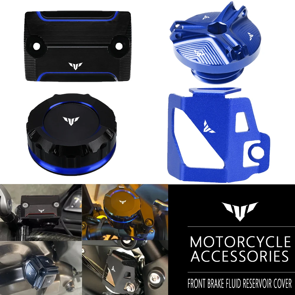 

For YAMAHA MT03 MT07 MT09 MT10 FZ09 MT 03 07 09 10 Tracer 7 9 700 900 GT Front Rear Brake Fluid Reservoir Cover Engine Oil Cap