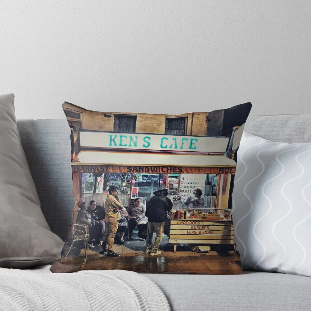 

Ken's Cafe (famous West Ham eaterie) on Green Street near Upton Park Throw Pillow christmas cushions covers pillow
