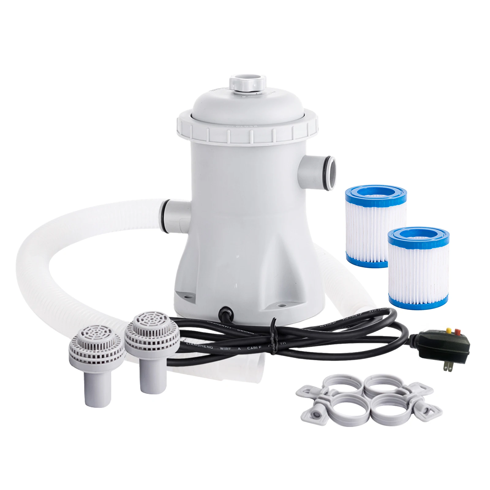 

Pool Cleaning Tool GPH Paddling Pool Electric Water Pump with 2 Filter Cartridge Pool Pump Above Ground Small Pool Filter Pump