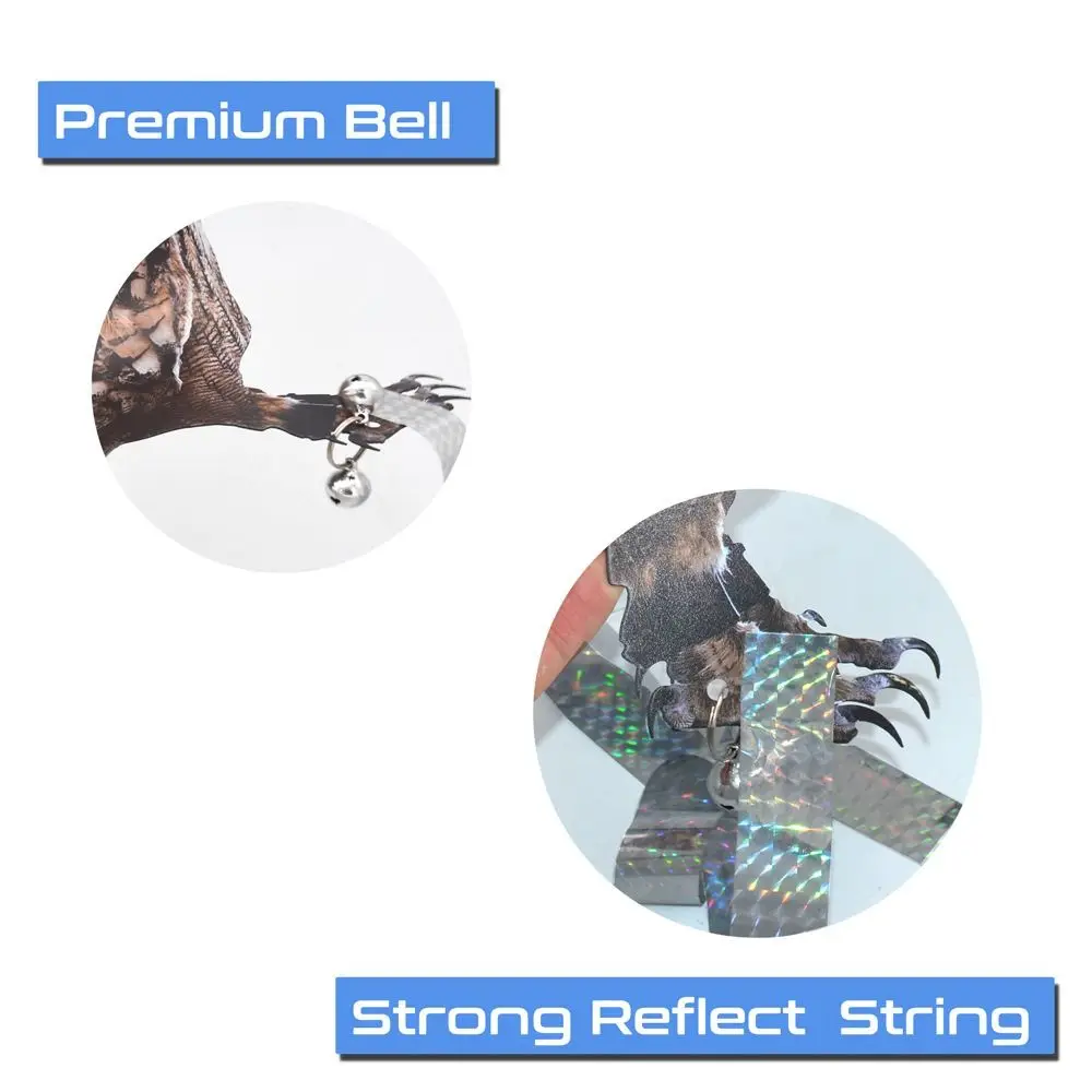 Hanging Bird Repel Scare Devices Owl Scarecrow Waterproof Fake Bird Repellent with Bells Decoration Wind Chime Bird Repeller view 6