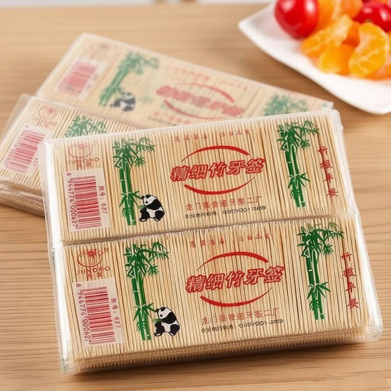 200Pcs Disposable Double Head Toothpick Natural Bamboo Portable Toothpick Home Restaurant Fruit Picks Teeth Cleaning Tools