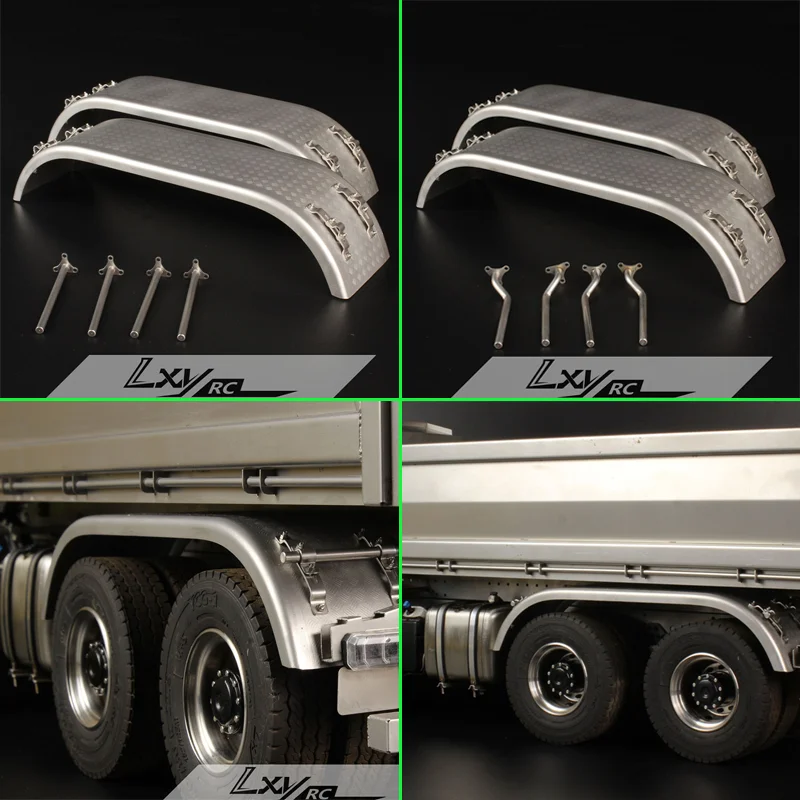 Maßstab 1:14 2 Stück Metallsimulation Metallkotflügel für Tamiya RC Truck SCANIA 770S R620 VOLVO BENZ Arocs MAN TGX Autozubehör