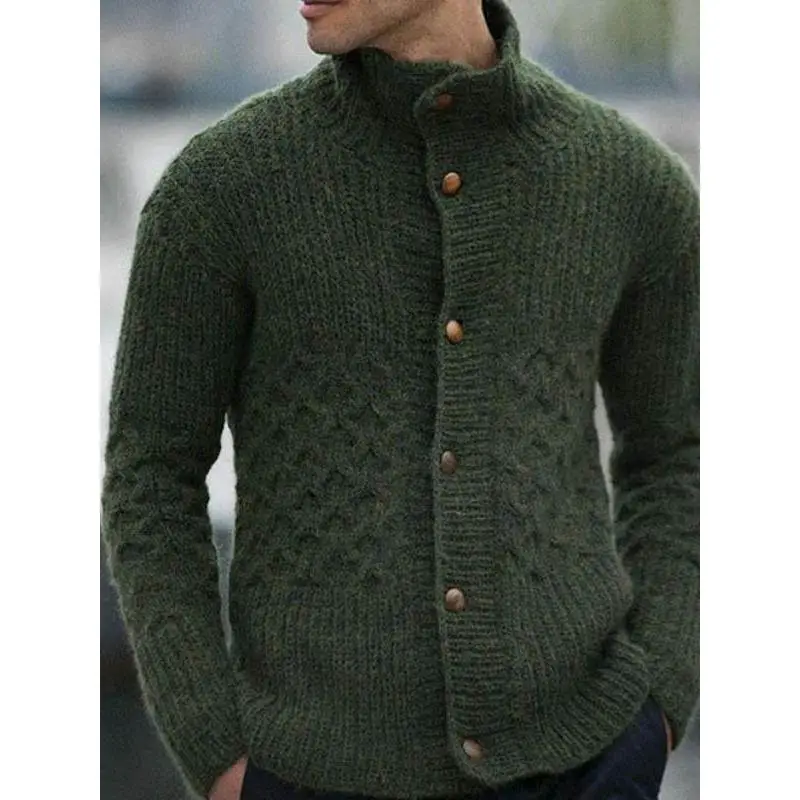 

Мужской вязаный кардиган большого размера с высоким воротником Long Sve, осенне-зимняя верхняя одежда, удобная мягкая ткань, легкий уход