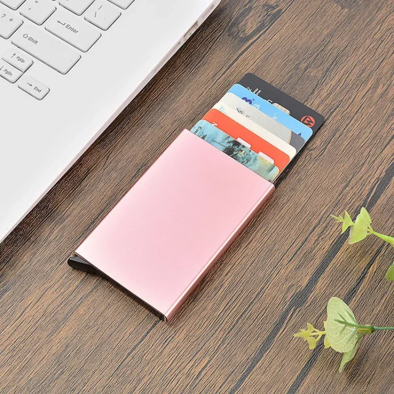 Thin Aluminum Metal Wallets Pocket Case Bank Women Men Credit Card Box Anti-theft ID Credit Card Holder Minimalist