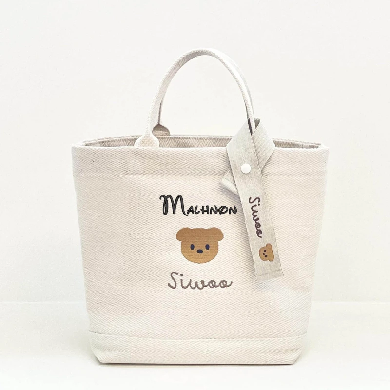 Benutzer definierte Name Stil Mama Tasche, tragen Mutter Lunchbox Tasche, Leinwand Bento Tasche, Bär Mutter und Baby Tasche