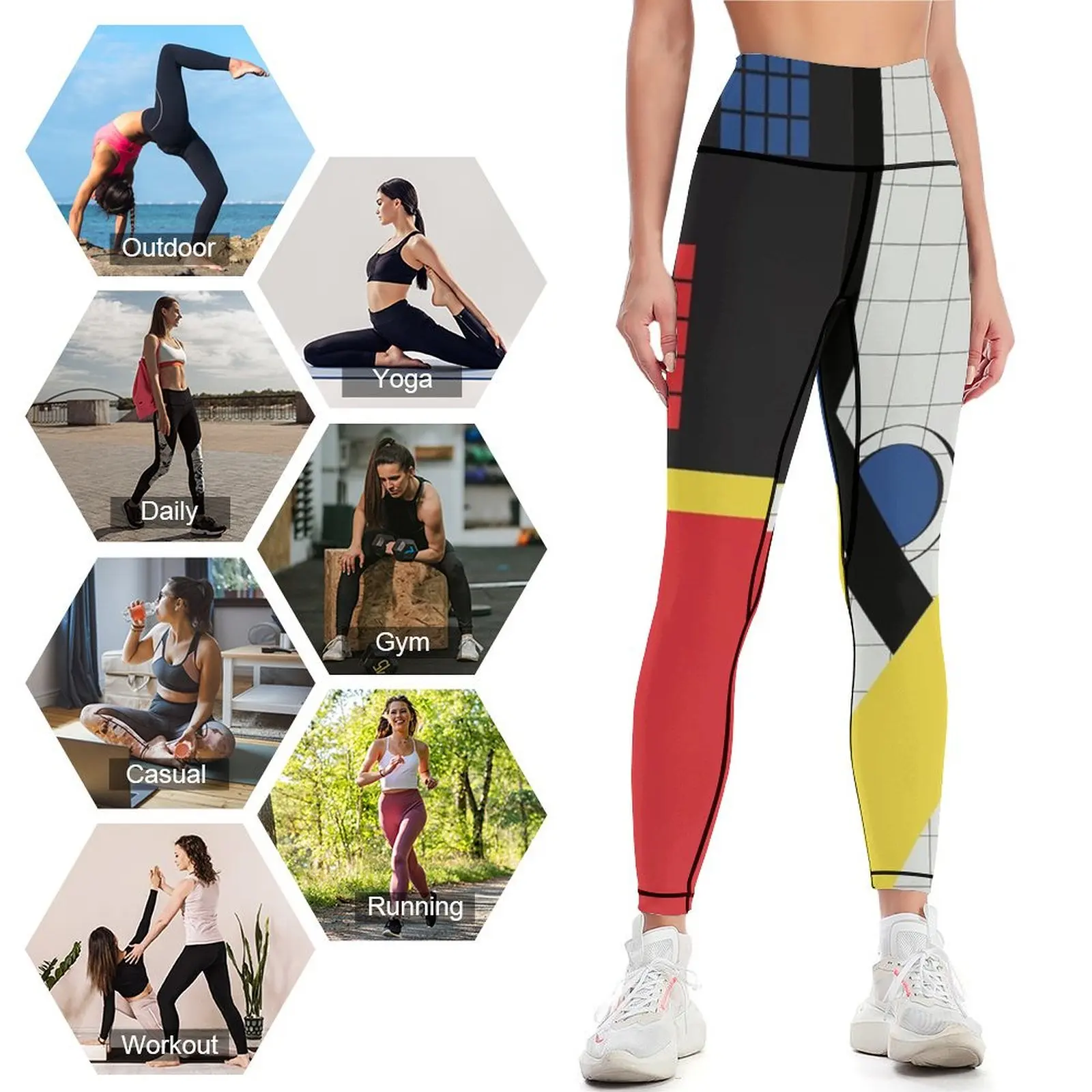 Leggings geometrici Bauhaus sport per pantaloni da palestra abbigliamento sportivo da palestra abbigliamento da palestra Leggings da donna