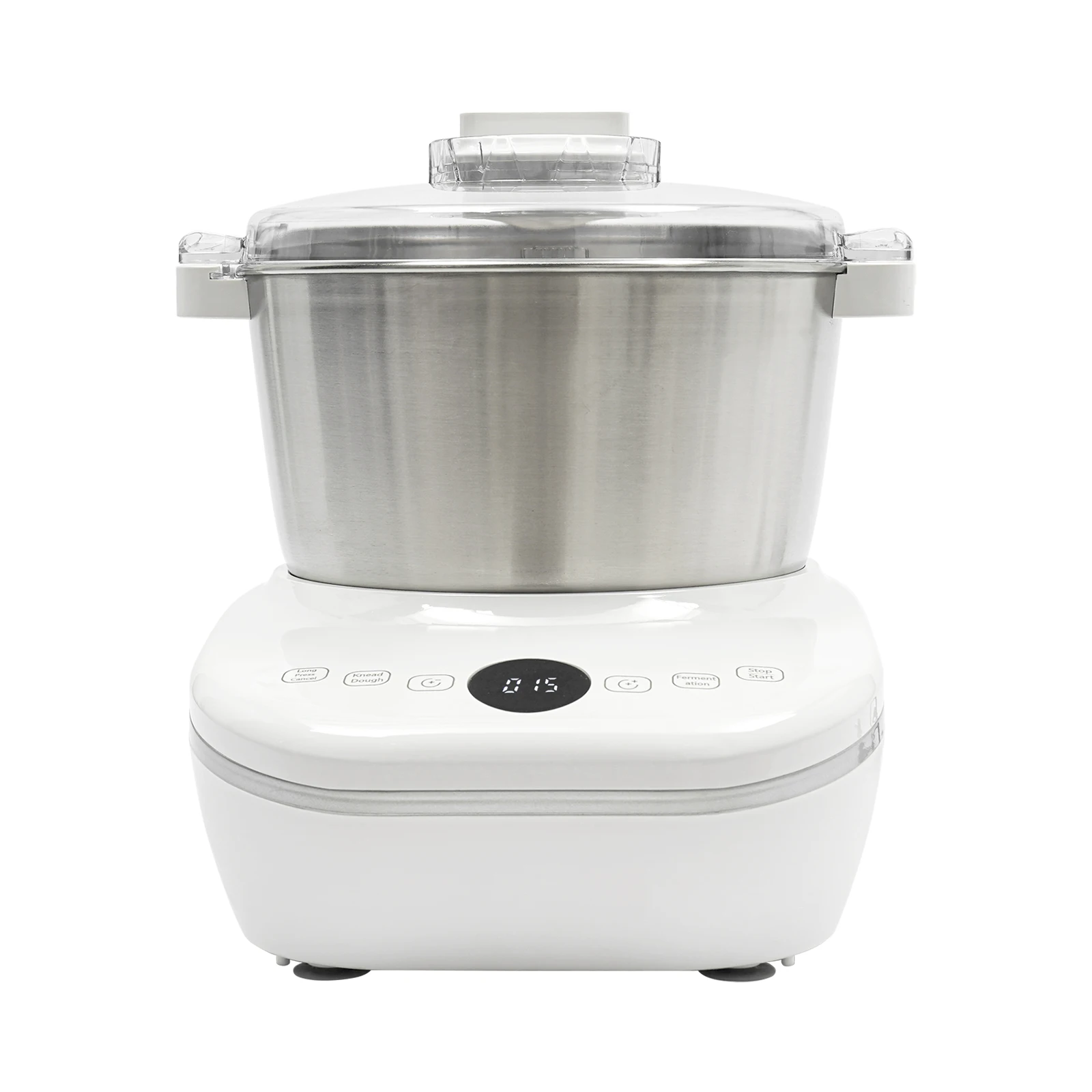 Pembuat Adonan Listrik |   Kneader Stainless Steel 5L 304 dengan Fungsi Fermentasi Cerdas & Kontrol Sentuh (Putih, Motor DC 200W)