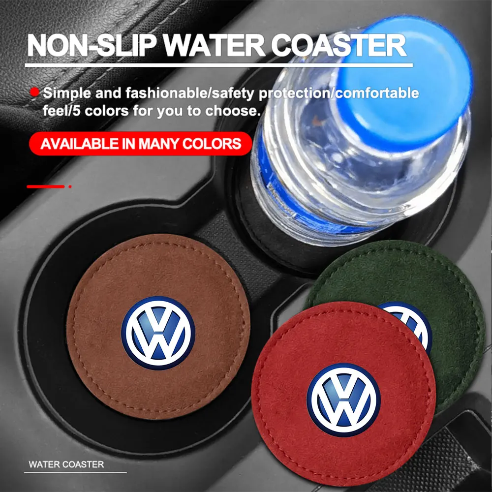 2pcs Non-slip Car Water Cup Badge Pads Anti Slip Coaster for Volkswagen VW RLINE Tiguan Scirocco Passat Golf Jetta Polo Beetle