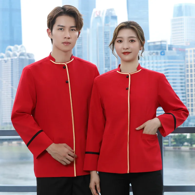 

Nongjiale Waiter Workwear Women's Autumn and Winter Long Sleeves Dining Chinese Restaurant Hotel Tea House Retro