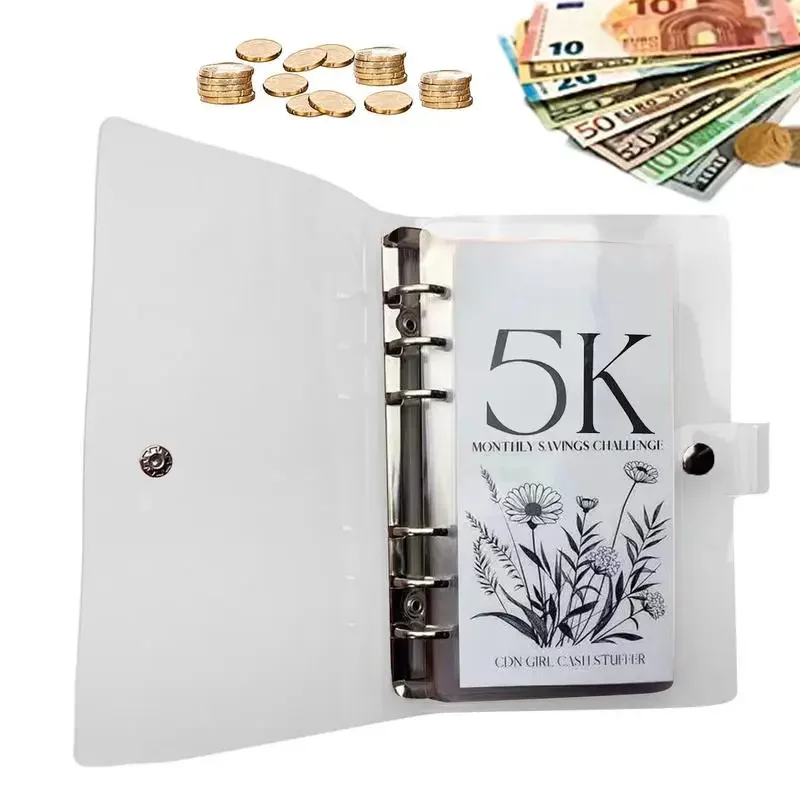 Imagem -03 - Binder Budget com Envelopes em Dinheiro Livro de Desafio de Economia de 100 Dias Presente Ideal para Feriados a6 2.5k 5k 10k