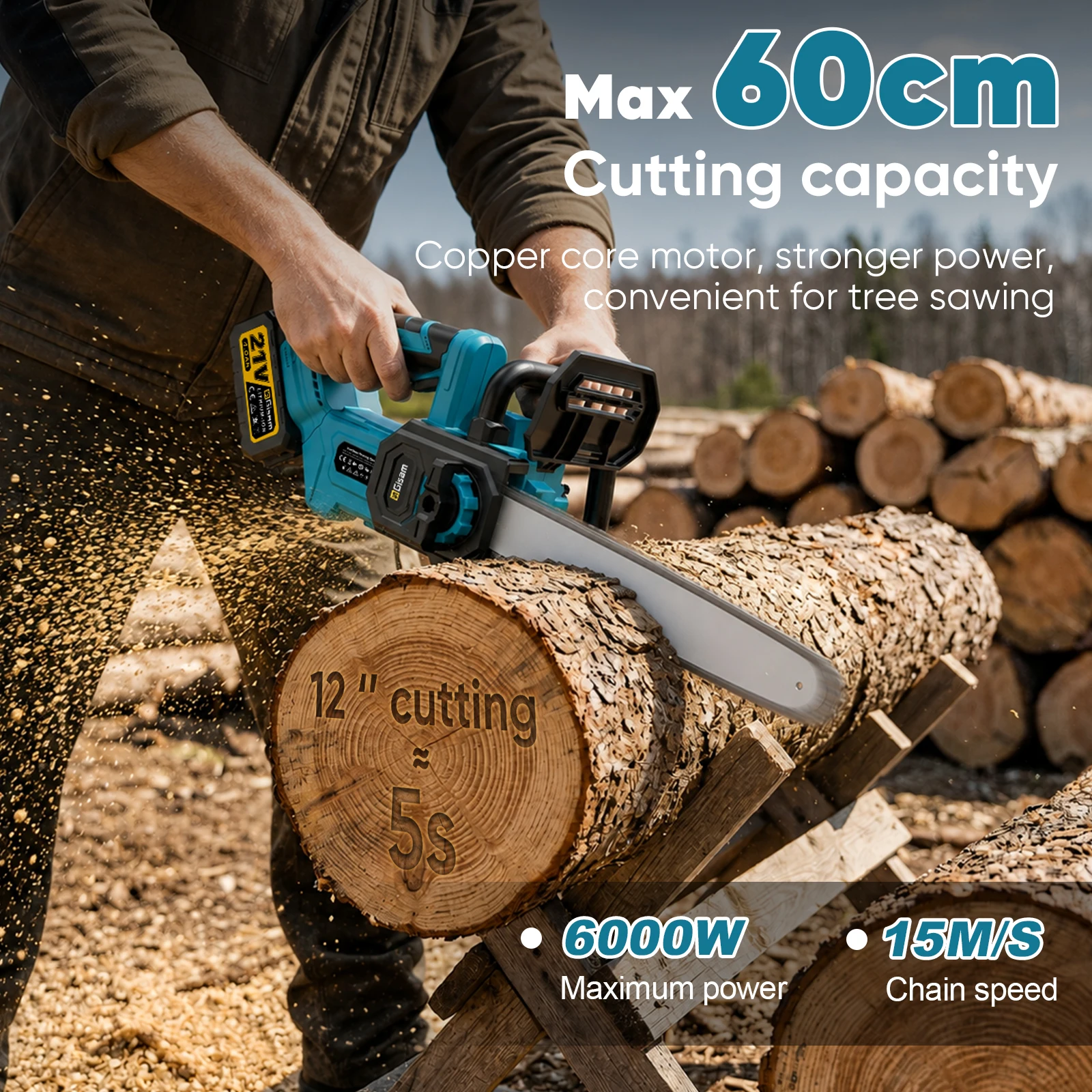 Gisam Bezszczotkowa 12-calowa  – Cordless Chainsaw 12 Inch Battery recenzja i cena