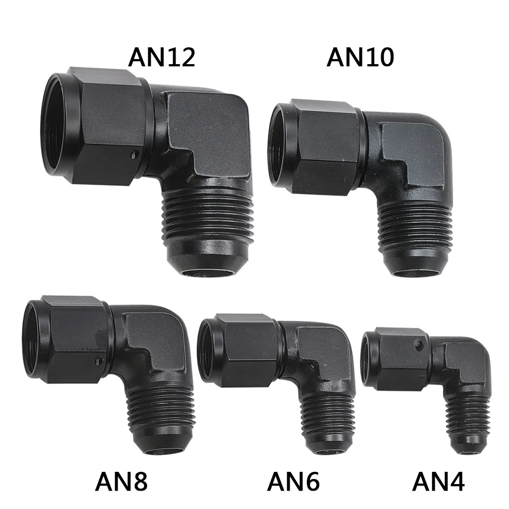 Fuel Oil Transfer Adapters AN4 AN6 AN8 AN10 AN12 Swivel Coupler Union 90 Degree Male To Female Aluminum alloyFitting