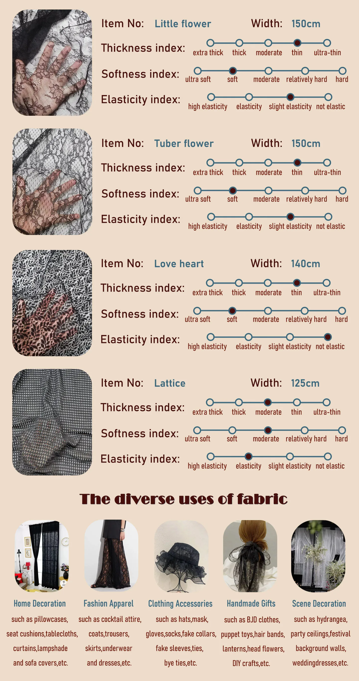 1 Piece African Hollow Lace Fabric Sexy French Flowers Soft Lingerie Mesh Fabric DIY Sewing Party Dress Cloth tissus