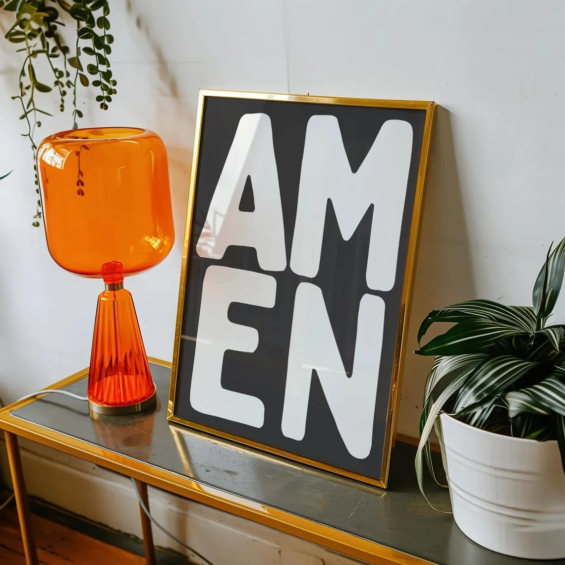 Modern,Retro Biblical Scripture Amen Quote Wall Art Print Canvas Painting Poster Picture For Living Room,Bedroom Home Decor image 2