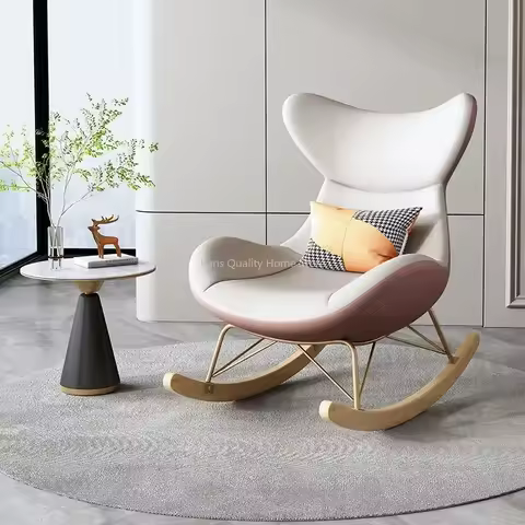 Rocking Chair Light Luxury Home New Thousand Bird Grid Leisure Single Rocking Chair Balcony Living Room Lounge Chair Lazy Sofa